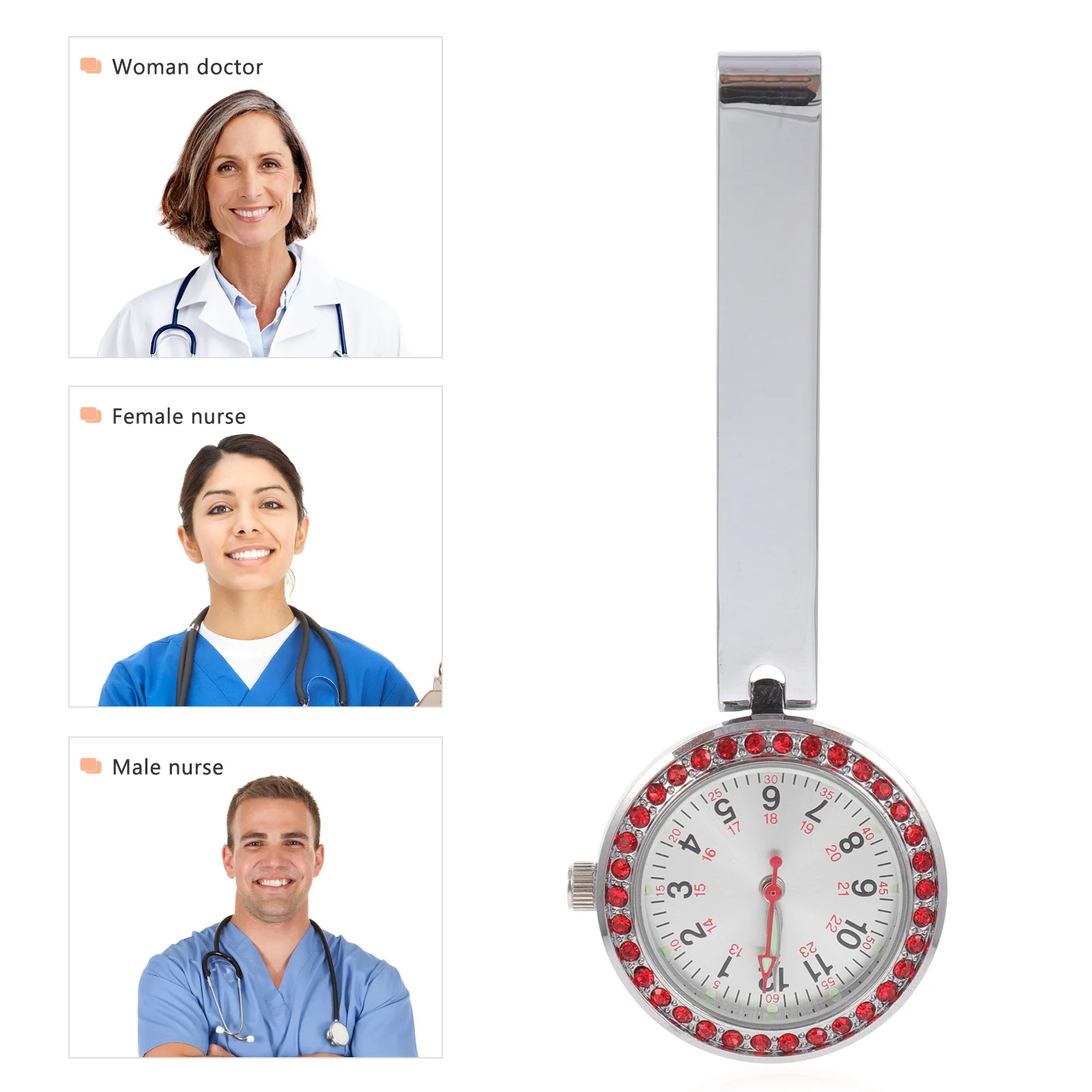 

Luminous Pocket Watch for Nurses Doctors Durable Zinc Alloy Portable Lightweight Chest Pendant Clip-on Hanging Watch