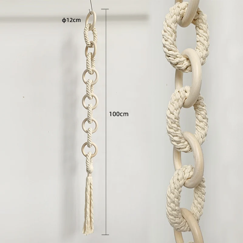 #￥Handmade Bohemian Macrame Wall Hanging Fringed Art Piece Wooden Ring Dropshipping Home Interior Decoration for Birthday