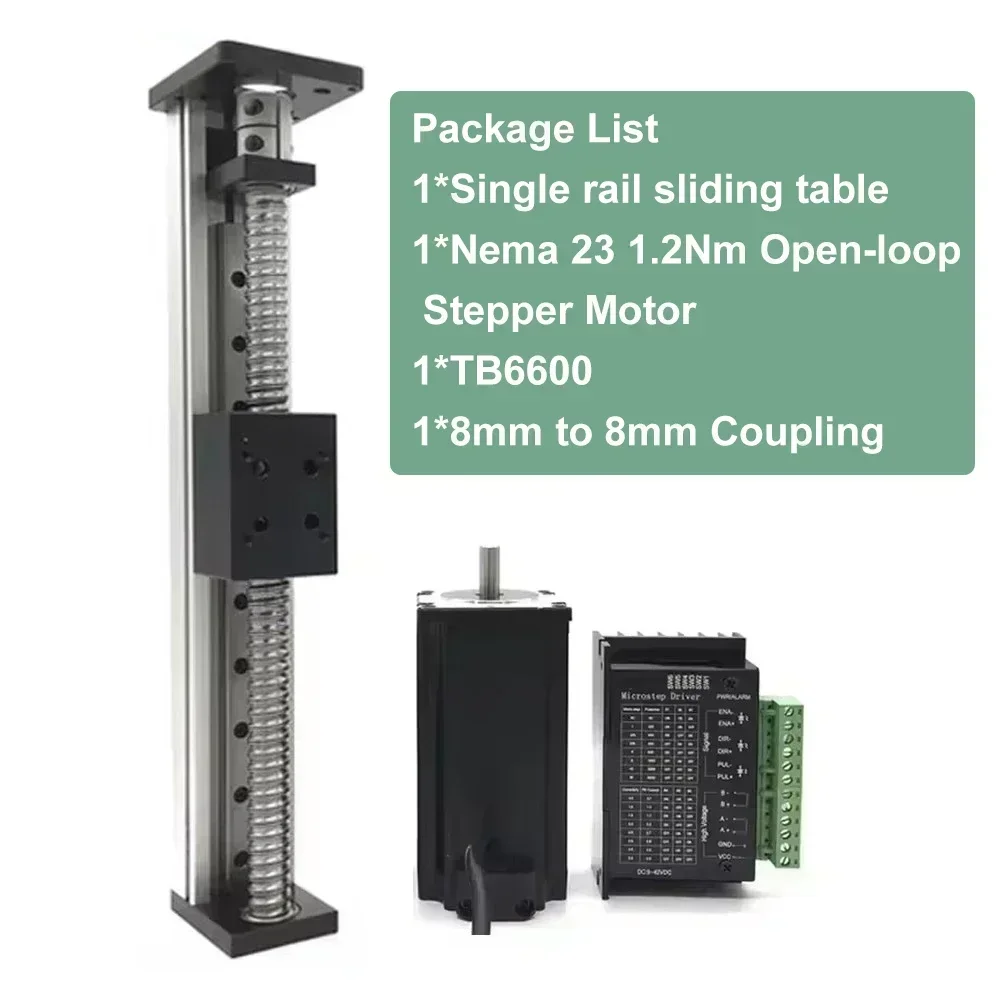 Nema23 57 mm stappenmotor lineaire geleiderail tafelset schuiftafel enkele rail kogelomloopspindel bewegingspodium enkele as robot