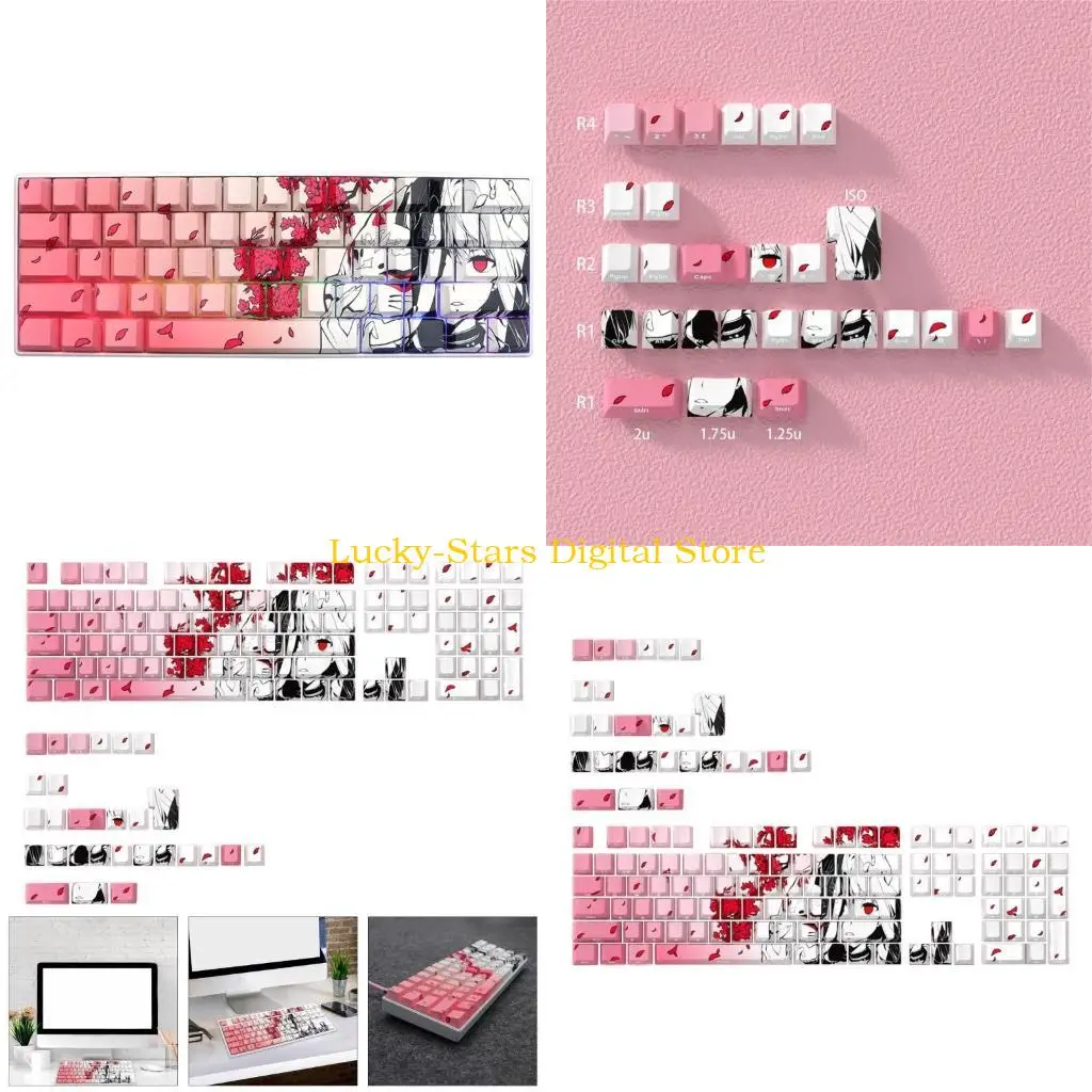 

T3EE Side Print Backlit Keycaps 136Key Cartoon Girl Keycap Set For Mechancal Keyboard