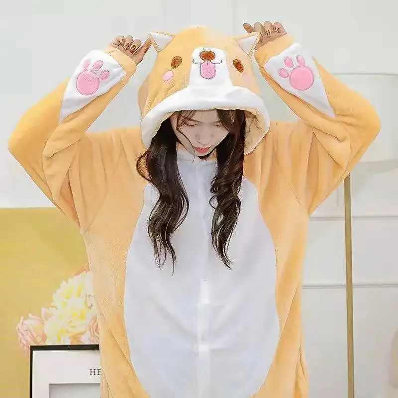 A 002 Bear House Funny Onesies Corgi Kigurumi Adults Husky Women Men Anime Pajama Flannel Cartoon Dog Cosplay Onsi New 2025 I8I9