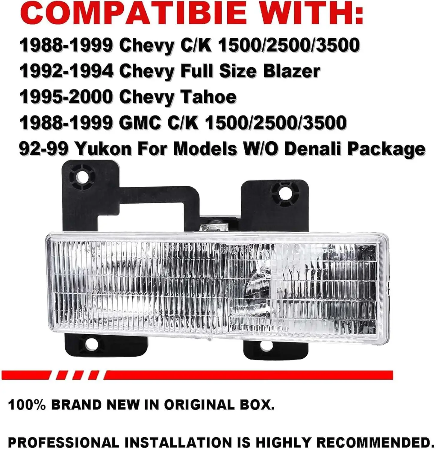 Headlight Assembly Replacement Driver & Passenger Side - Compatible with 1988-1999 C/K 1500 2500 3500 Silverado, 95-00 Tahoe, 92