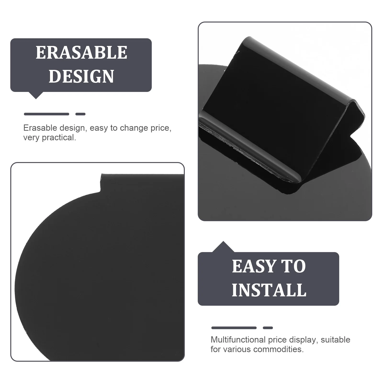 

10pcs Blackboard Labels Clip On Erasable Reusable Pvc Label Clips For Storage Bins Baskets Price Tag Display Holders