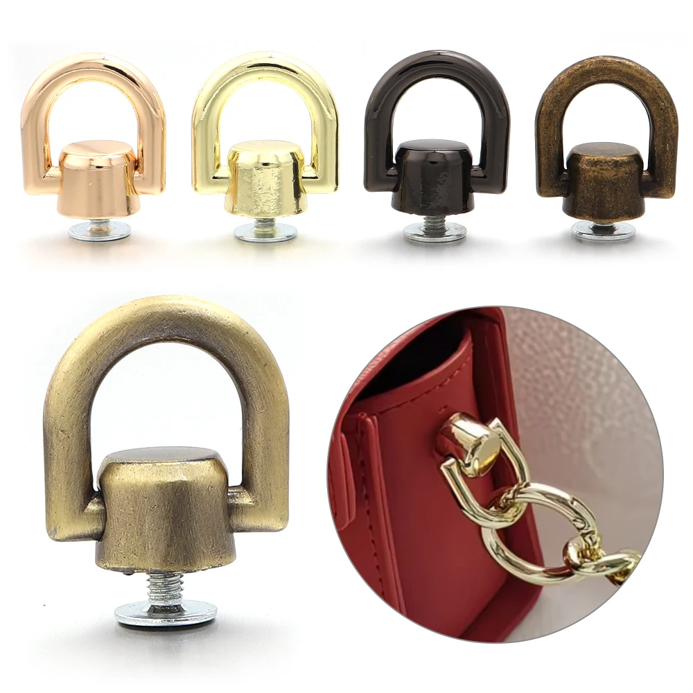 4pcs/lot Metal D-shaped Bag Side Clip Buckle Handbag Shoulder Strap Handles Connectors For DIY Bag Chain Accessories