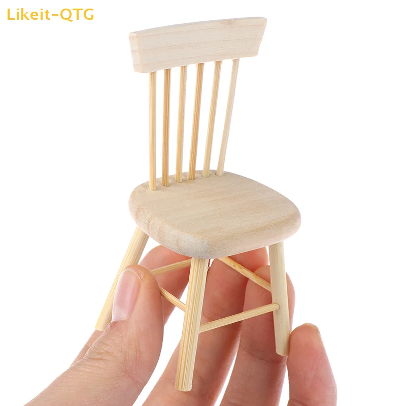 

Hot！1/12 Dollhouse Miniature Furniture Wooden Chair High Chair Dollhouse Accessories