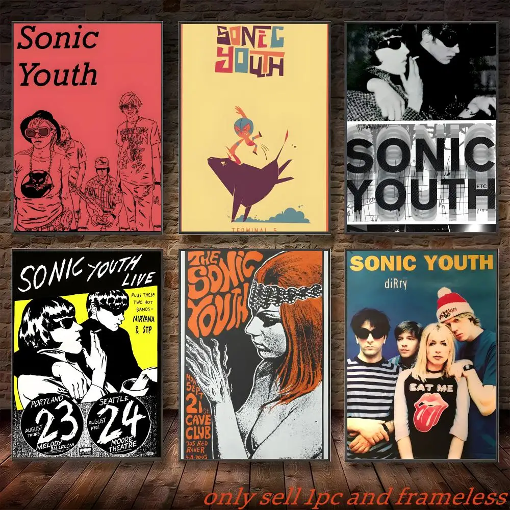 Rock Singer Sonic Youth-Band Poster Self-adhesive Painting with prints Home bedroom living room decoration