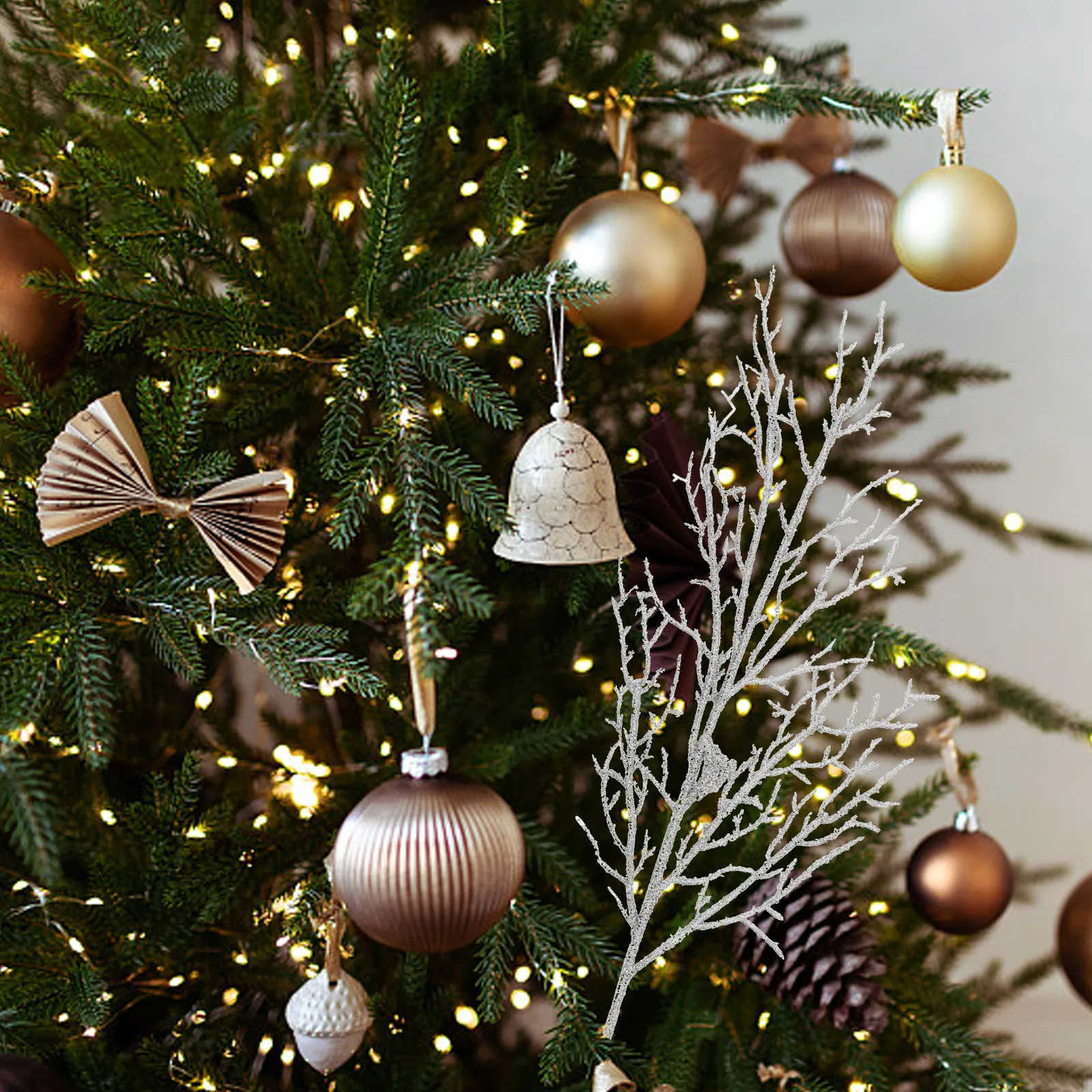 

Artificial Glitter Leaves Christmas Decorations Plastic Xmas Tree Props Festival Plants HangingnamentsLeaves