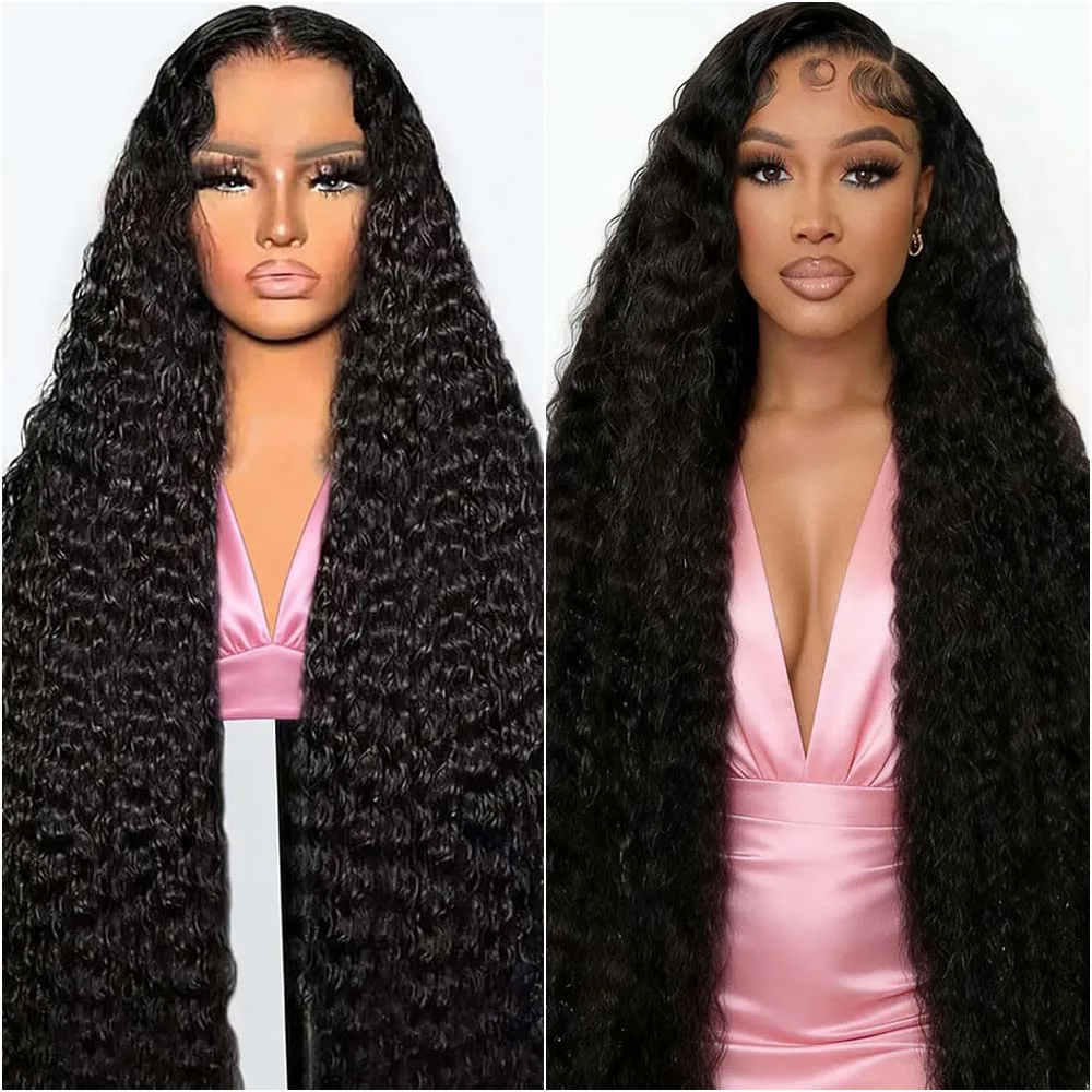 

Бесшовные парики из 100% натуральных человеческих волос 7x6, 200% плотности, бразильские глубокие волны, кудрявые, с HD-кружевной фронтальной частью 13x6, для женщин, предварительно прорезанные, 30-40 дюймов