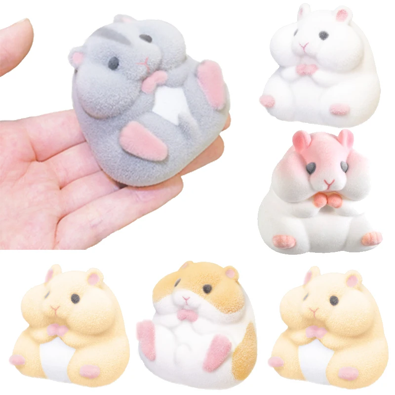 Mini Hamster Capsule Toy Fatty Milky Soft Hamster Cute Flocking Plush Dolls Squeeze Anti Stress Relief Squishy Kids Gifts