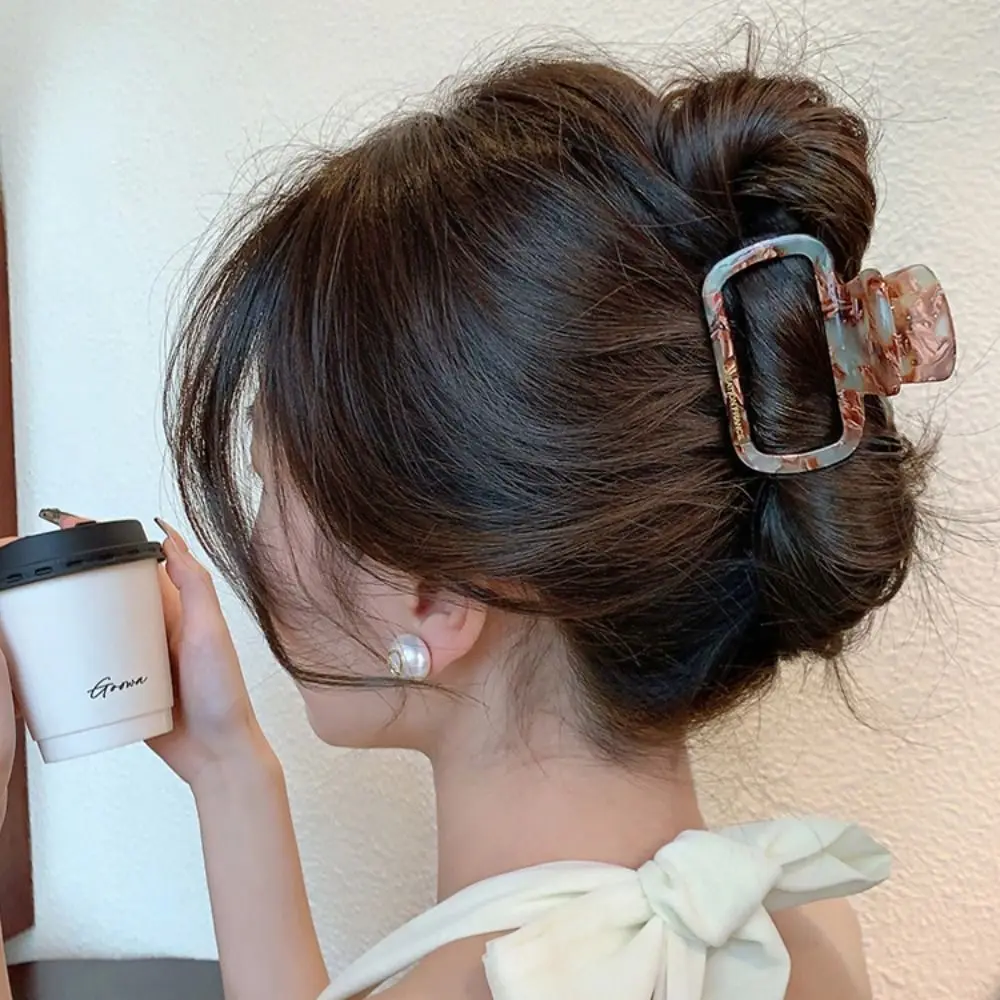 

Acetic Acid Mini Hair Claw Y2K Hair Grab Clip Acetate Hair Clips Hollow Out High Ponytail Clip Square Barrettes Hair Accessories