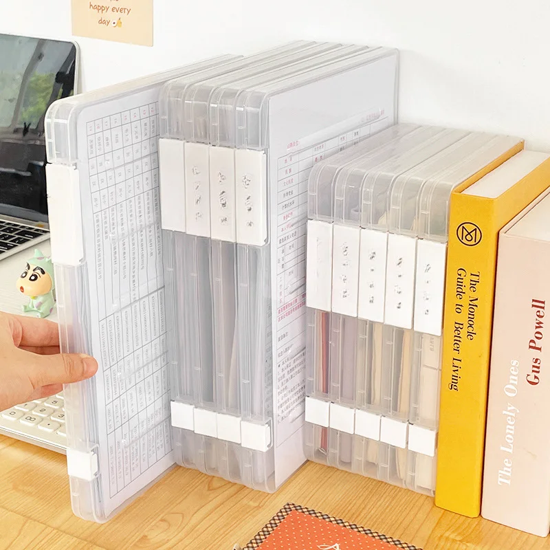 1pc A4 File Storage Box Transparent File Contract Classification Bills Sorting Office Document Case Organizer Supplies