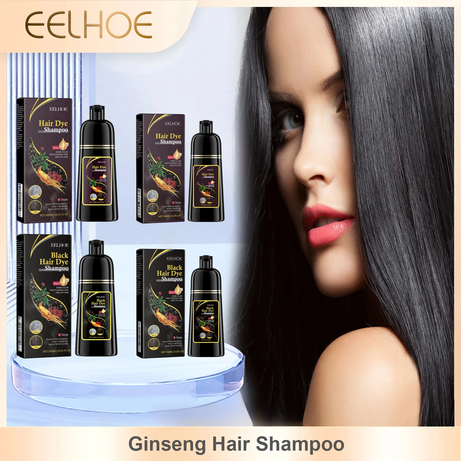 Hair Color Dye Shampoo Gray White Cover Natural Fast Dye Repair Dry Damaged Cleaning Nourishing Roots Restore Black Hair Shampoo