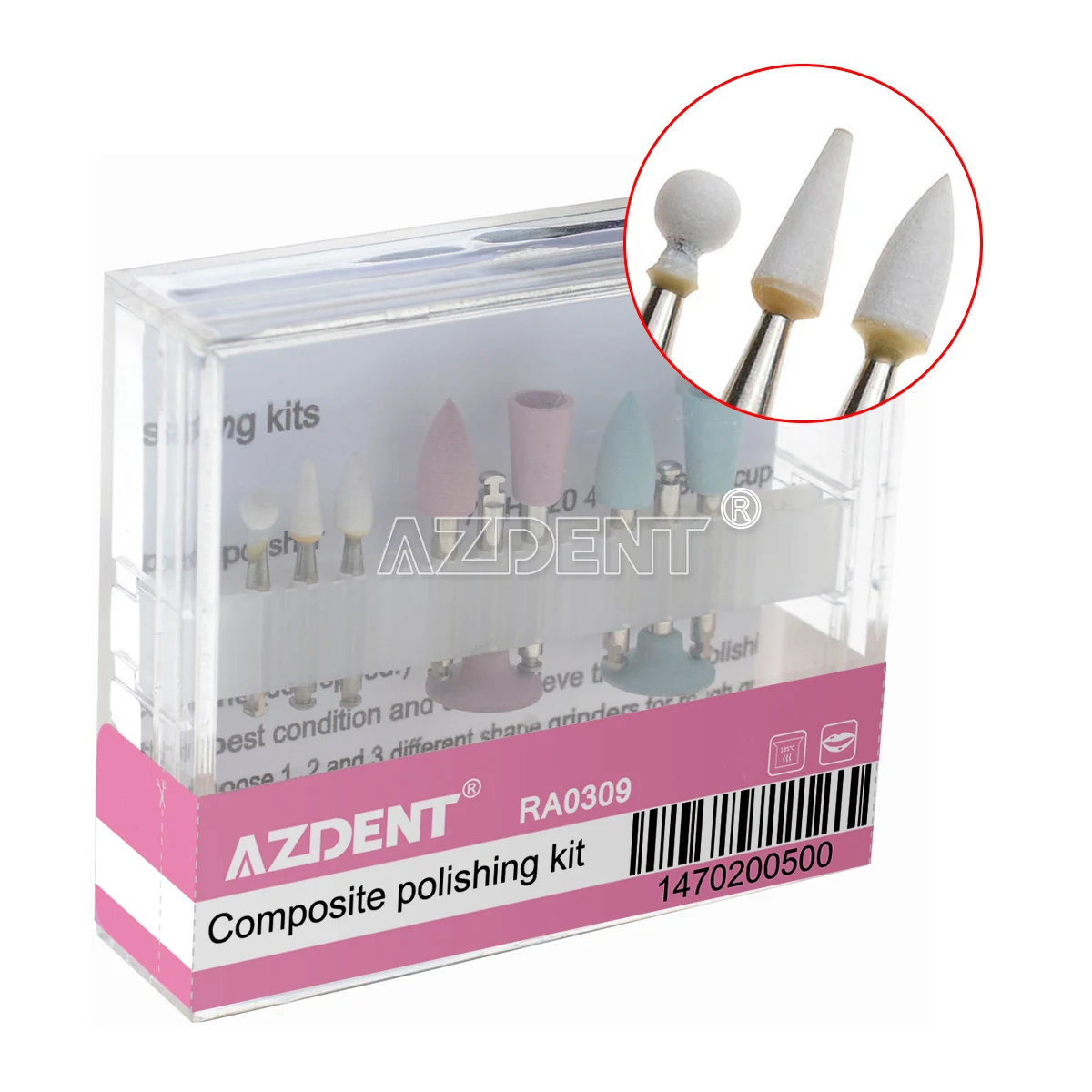 9 Pcs/Box Dental Composite Polishing kit RA 0309 3 Ceramic and 6 Silicone Rubber Polishers For Low Speed Handpiece Contra Angle