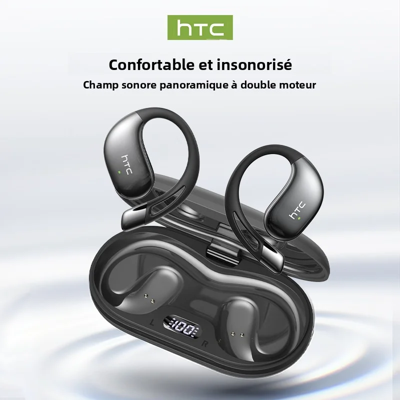 Écouteurs Bluetooth à oreille ouverte HTC NE57, originaux, avec traduction simultanée IA, qualité sonore HIFI, faible latence