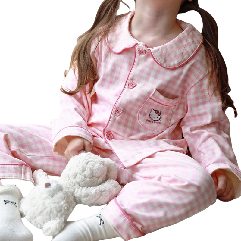 子供のためのハローキティの絵が描かれたパジャマ,家庭用品,カーディガン,漫画,小さな女の子,新しい,2個セット