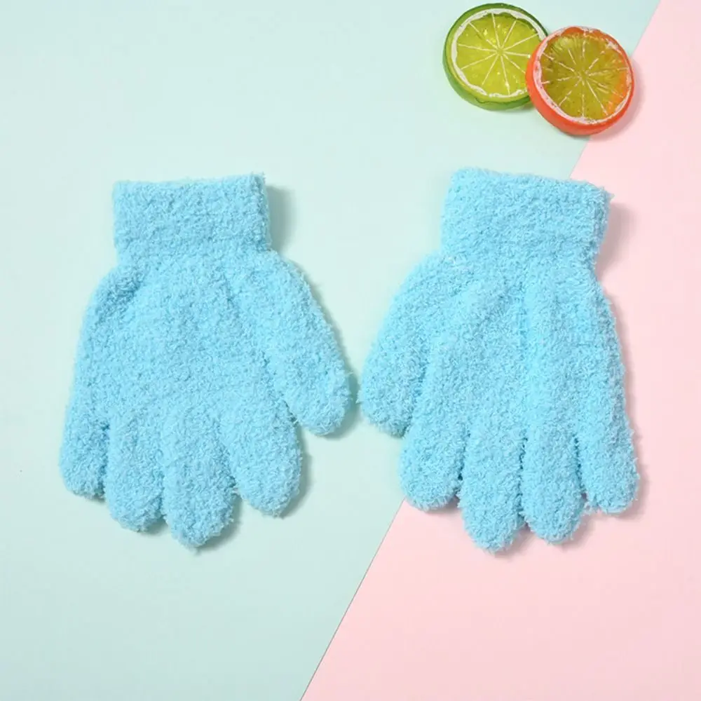 

Cartoon Thicken Children Gloves Warm Plush Furry Warm Mittens Solid Color Full Finger Guantes For Boys/Girls