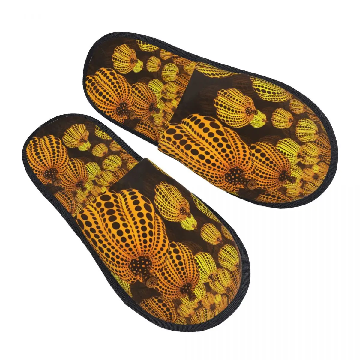 Custom Abstract Art Yayoi Kusama Pumpkin Soft Memory Foam House Slippers Women Aesthetic Cozy Warm Anti-skid Sole Slipper