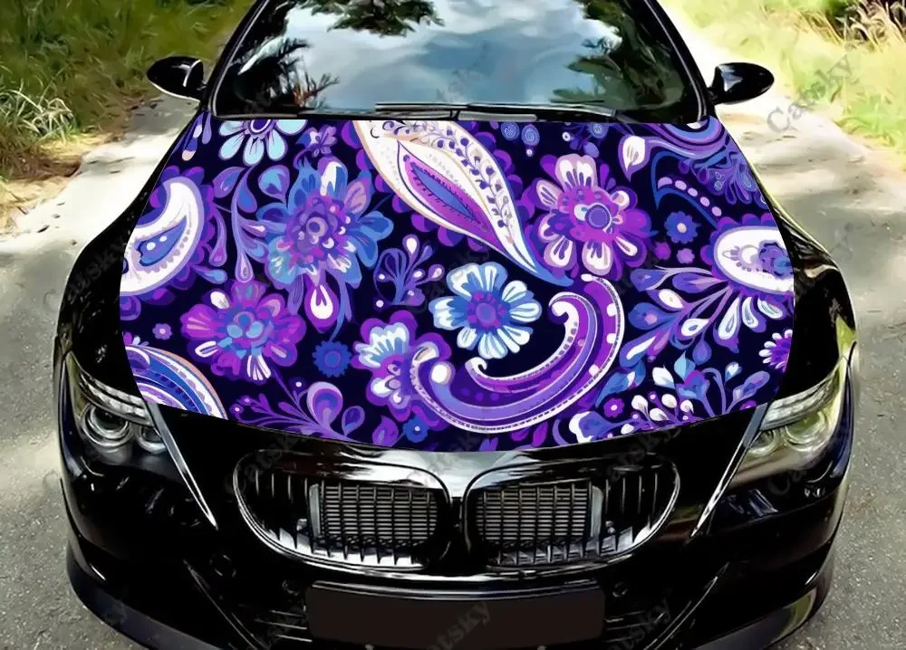 Colorful Paisley Pattern Car Hood Vinyl Stickers Wrap Vinyl Film Engine Cover Decals Sticker on Car Auto Accessories