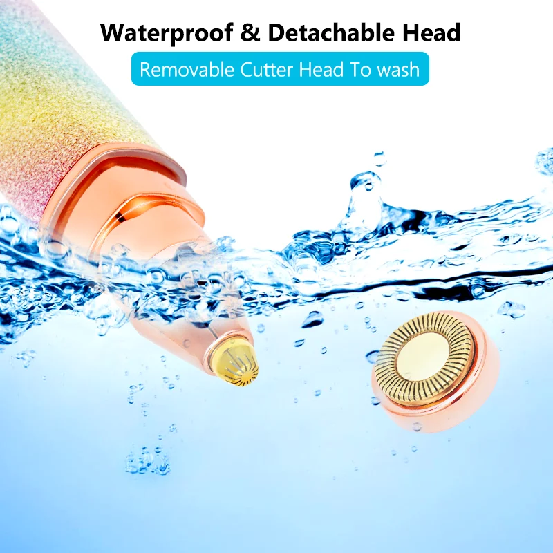 휴대용 2 IN 1 전기 제모기, 눈썹 트리머, 여성 바디 페이셜 립스틱 모양 제모, 여성용, 통증 없는 면도기