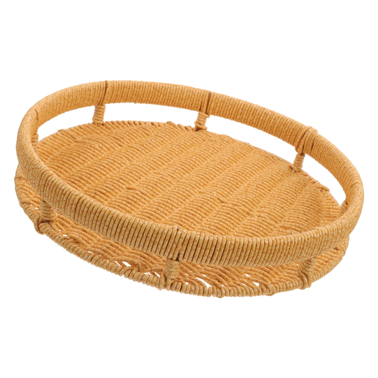 

Round Small Storage Basket Woven Pp Fruit Snack Serving Tray For Home Kitchen Bathroom Multi-Function Organizing Basket