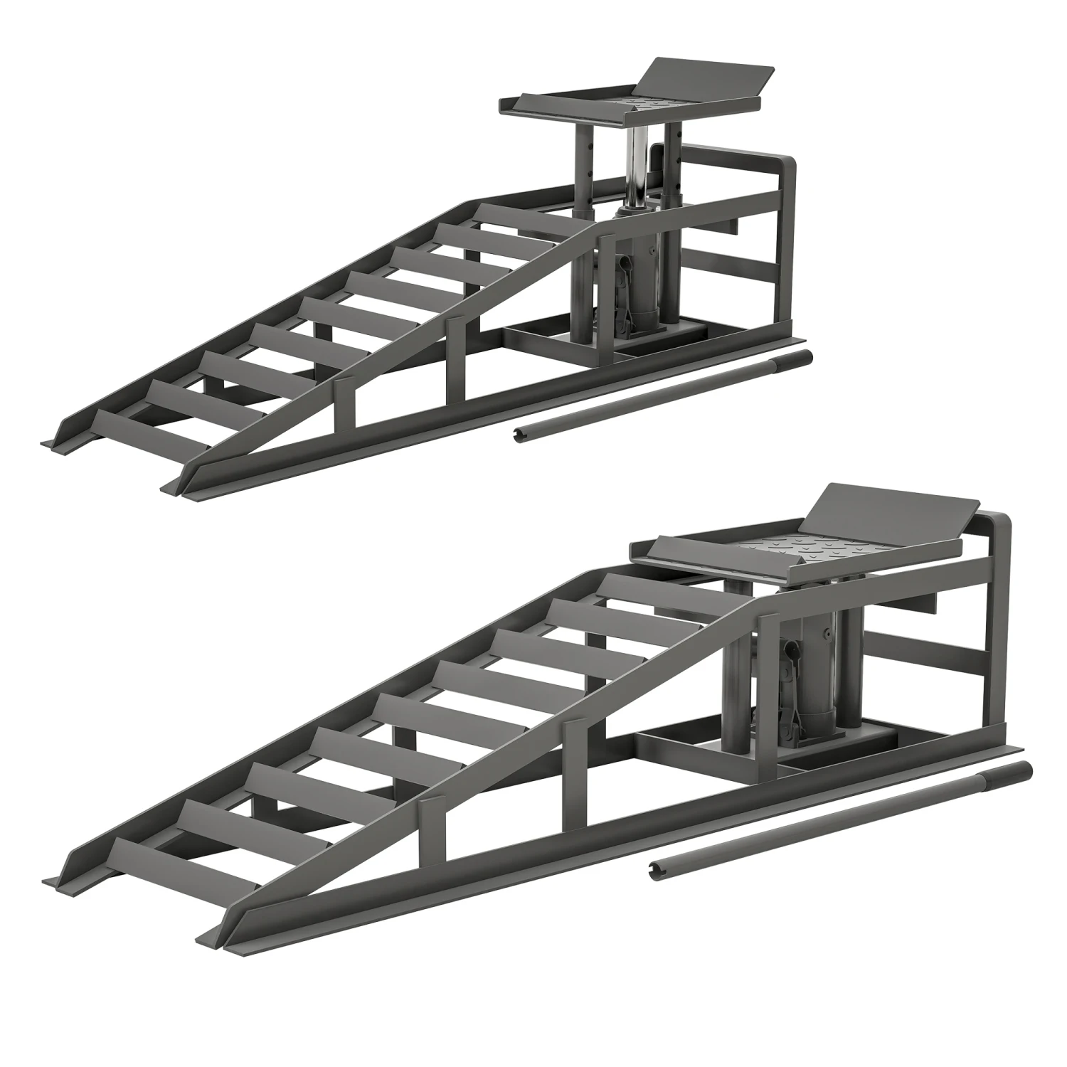 2 Pack 5T Hydraulic Car Ramps - Low Profile Vehicle Lift for Truck Trailer Garage (Gray)