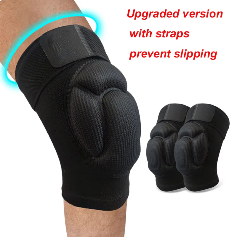 Rodillera deportiva gruesa para hombre, rodilleras elásticas, soporte para equipo de Fitness, Protector de baloncesto, almohadilla antideslizante, 1 par