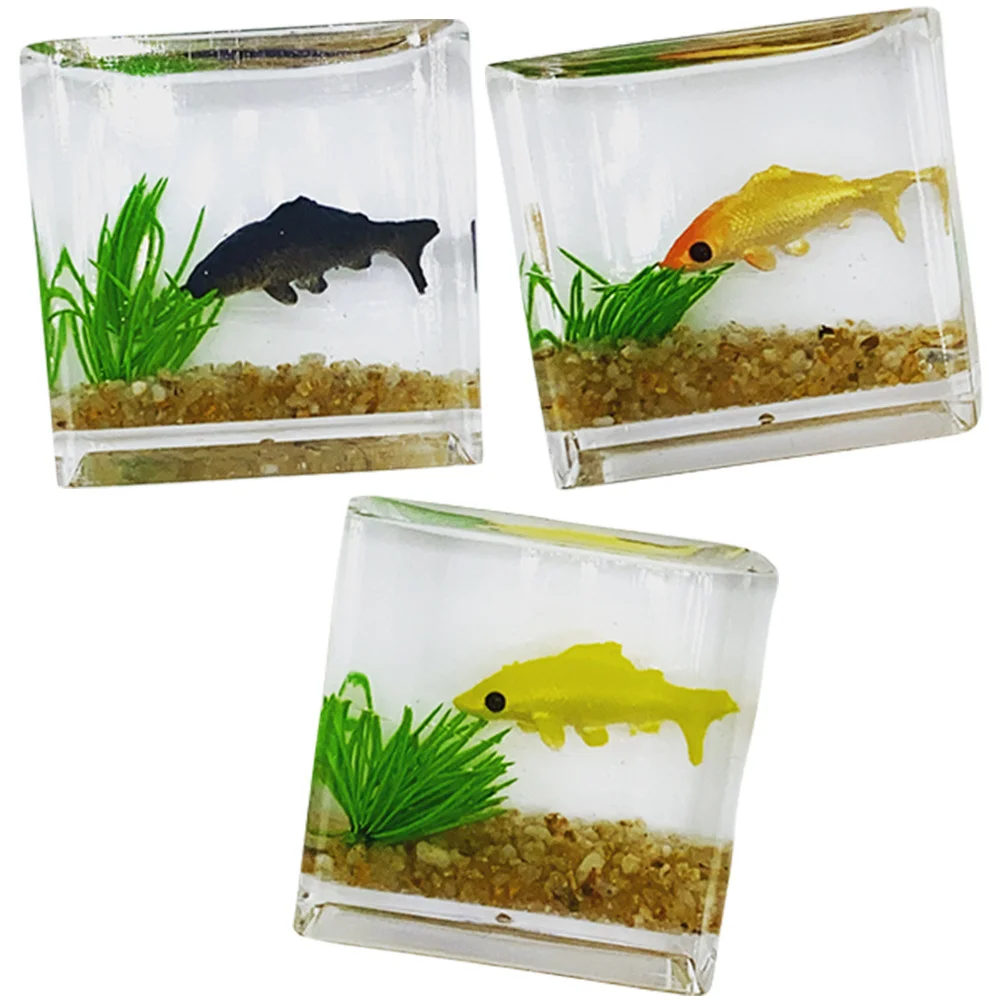 

3 Pcs Tiny Mini Aquarium Fish Tank Ornament Decoration Miniature Decorations Small Glass
