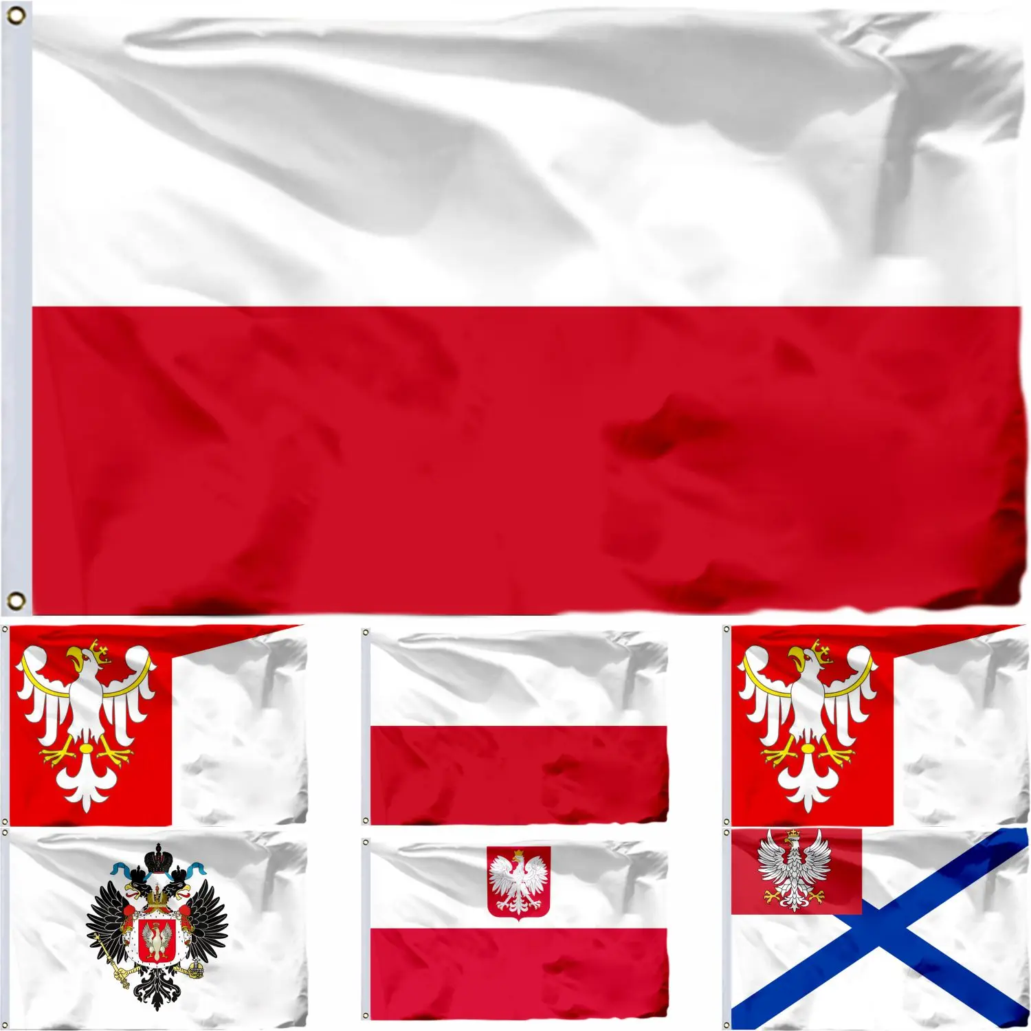 Poland 1980 Flag 3X5FT Free City Danzig 90X150CM Royal Standard Tsar Poland Banner 2X3FT 21X14CM