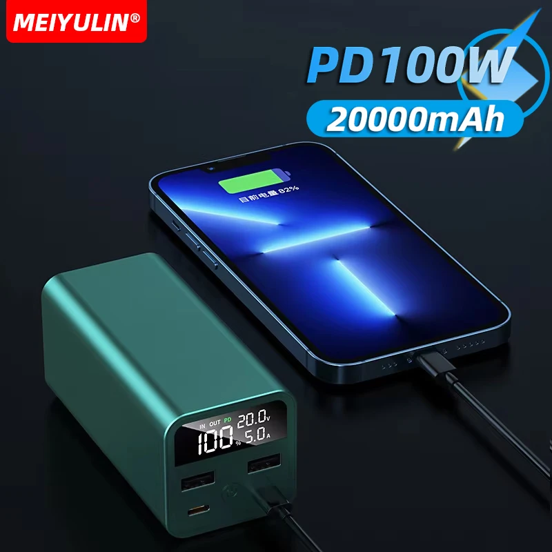 20000mAh Portable Power Bank USB C PD 100W Fast Charging Large Capacity Mobile External Battery For iPhone Xiaomi Samsung Laptop