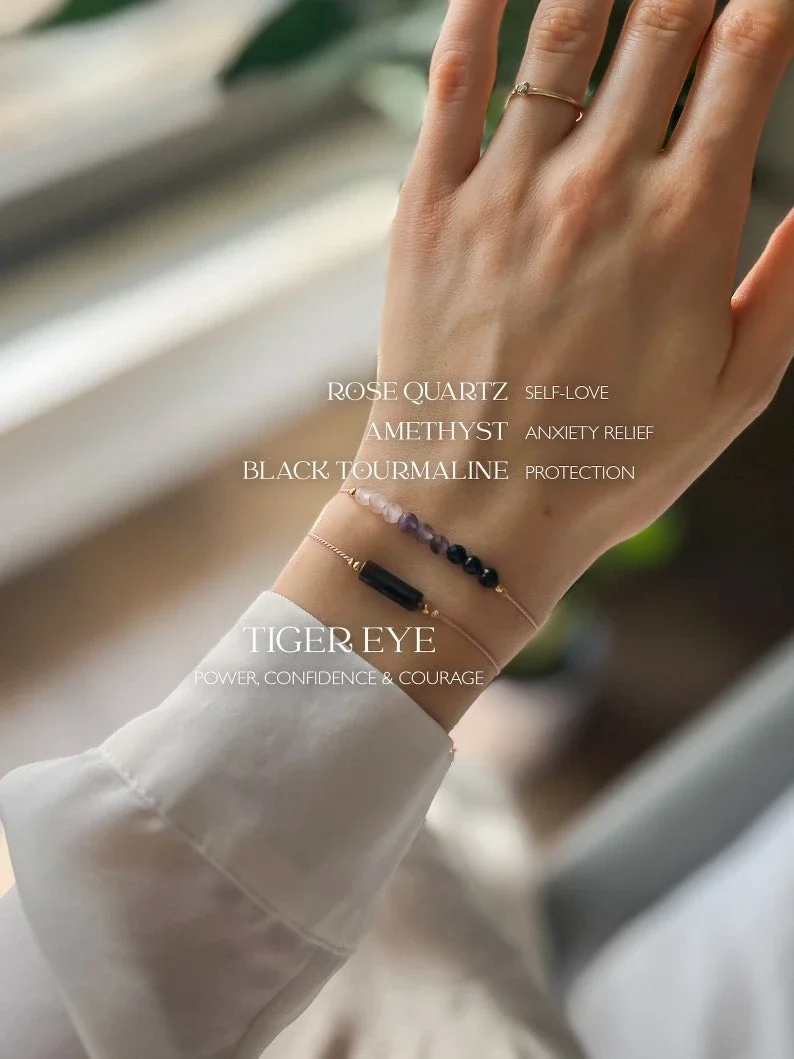 طقم سوار مصنوع يدويًا لتخفيف القلق ، التراص ، تقليل التوتر ، بلورات الشفاء
