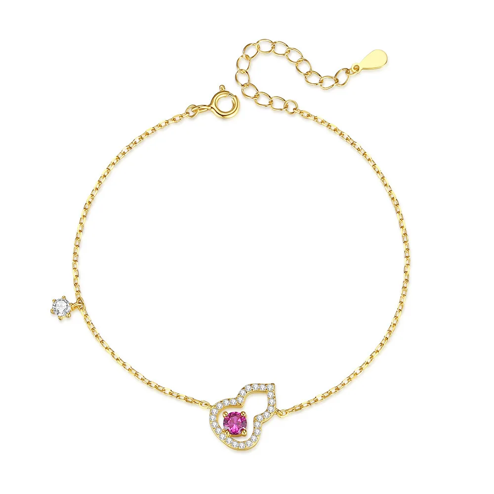 

CCFJOYAS 100% 925 Sterling Silver Hollow Gourd Shaped Bracelet for Women 18k Gold Plated Exquisite Zircon Chain Bracelet Jewelry
