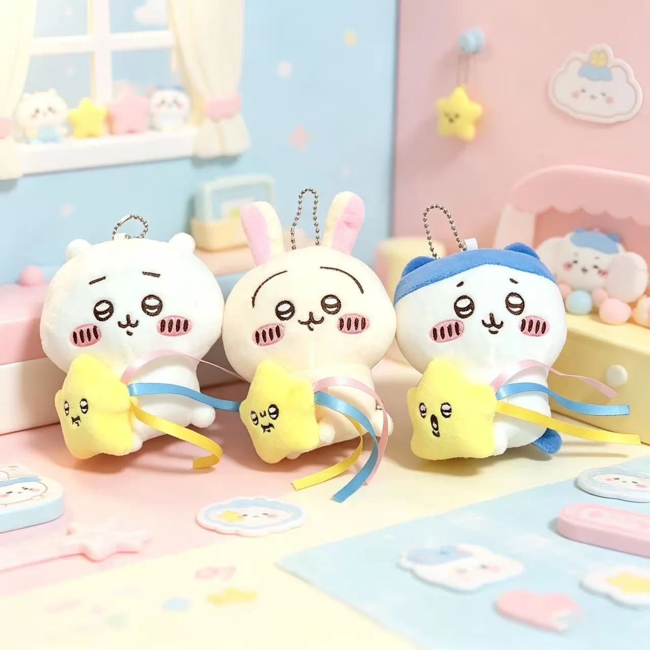 Anime Chiikawassss Usagi Hachiware Keychain Keyring Plush Cartoon Keychains for Bag Backpack Charm Decoration Party Favors Gifts view 6