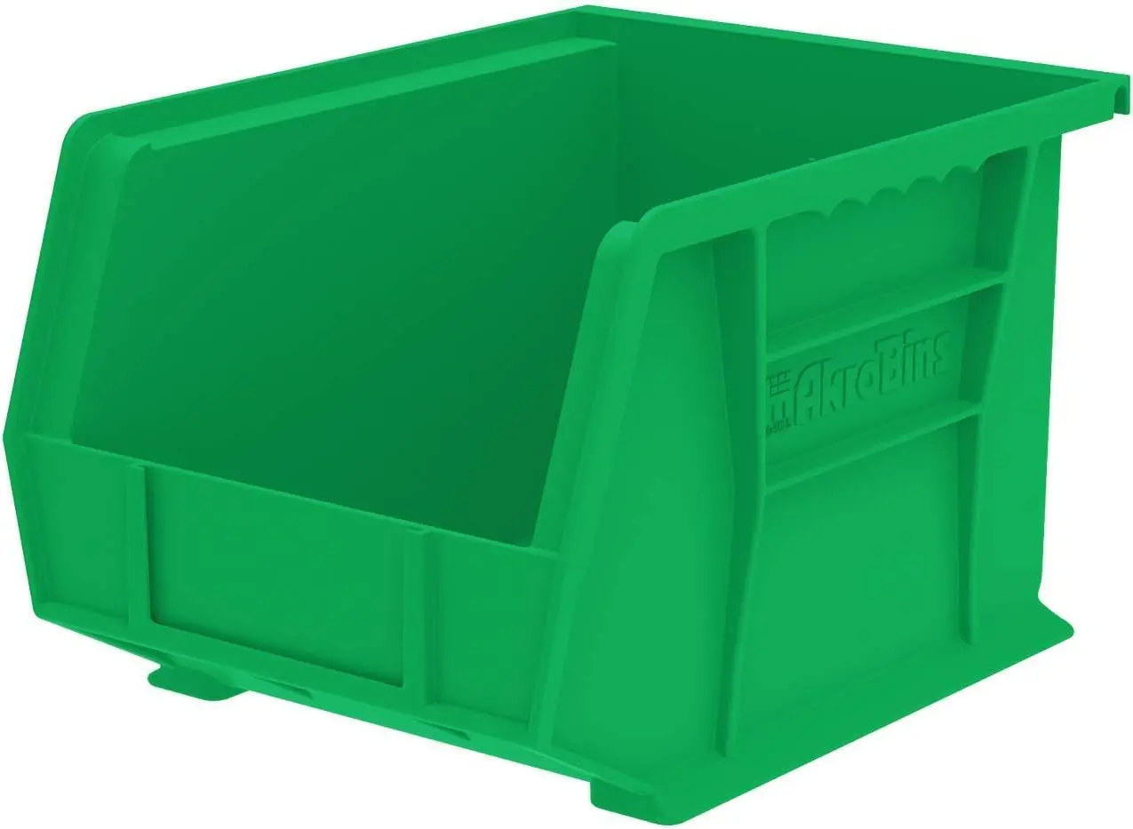 

Stackable Plastic Storage Bins, 6-Pack Green, Space-Saving for Garage Pantry Craft Organization, 11x8x7 Inches