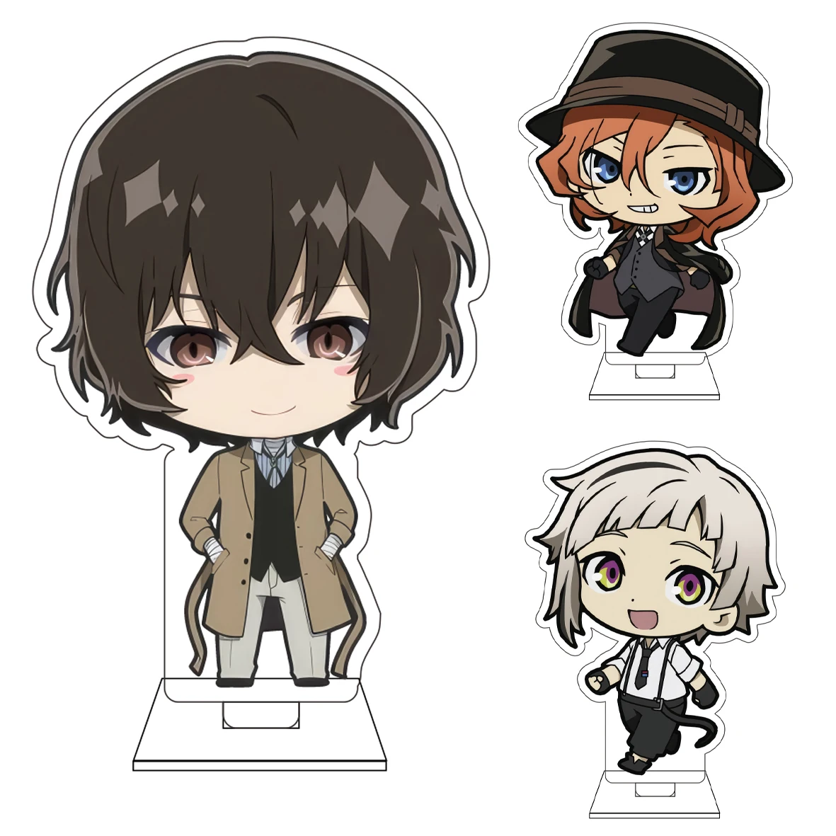 10CM Anime Bungo Stray Dogs Cosplay Niedliche Acryl-Figur Standplatte Edogawa Rampo Dazai Osamu Nakajima Atsushi Ornamente Geschenke
