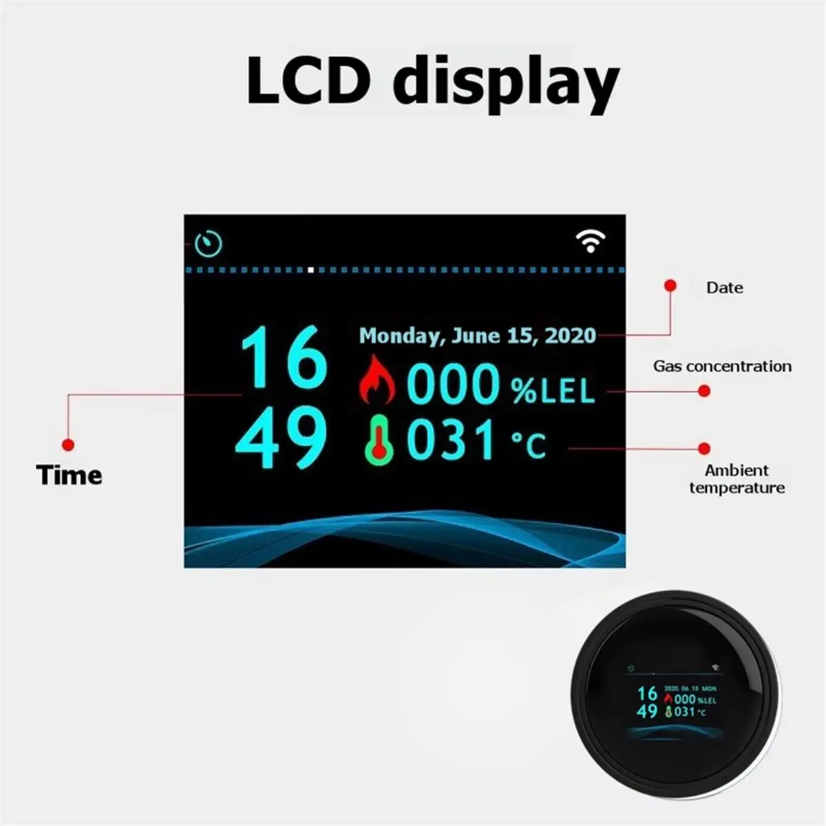 Tuya Wifi Leak with Temperature Function Combustible Gas Detectors Support Home Smart Life Natural Gas Alarm US Plug