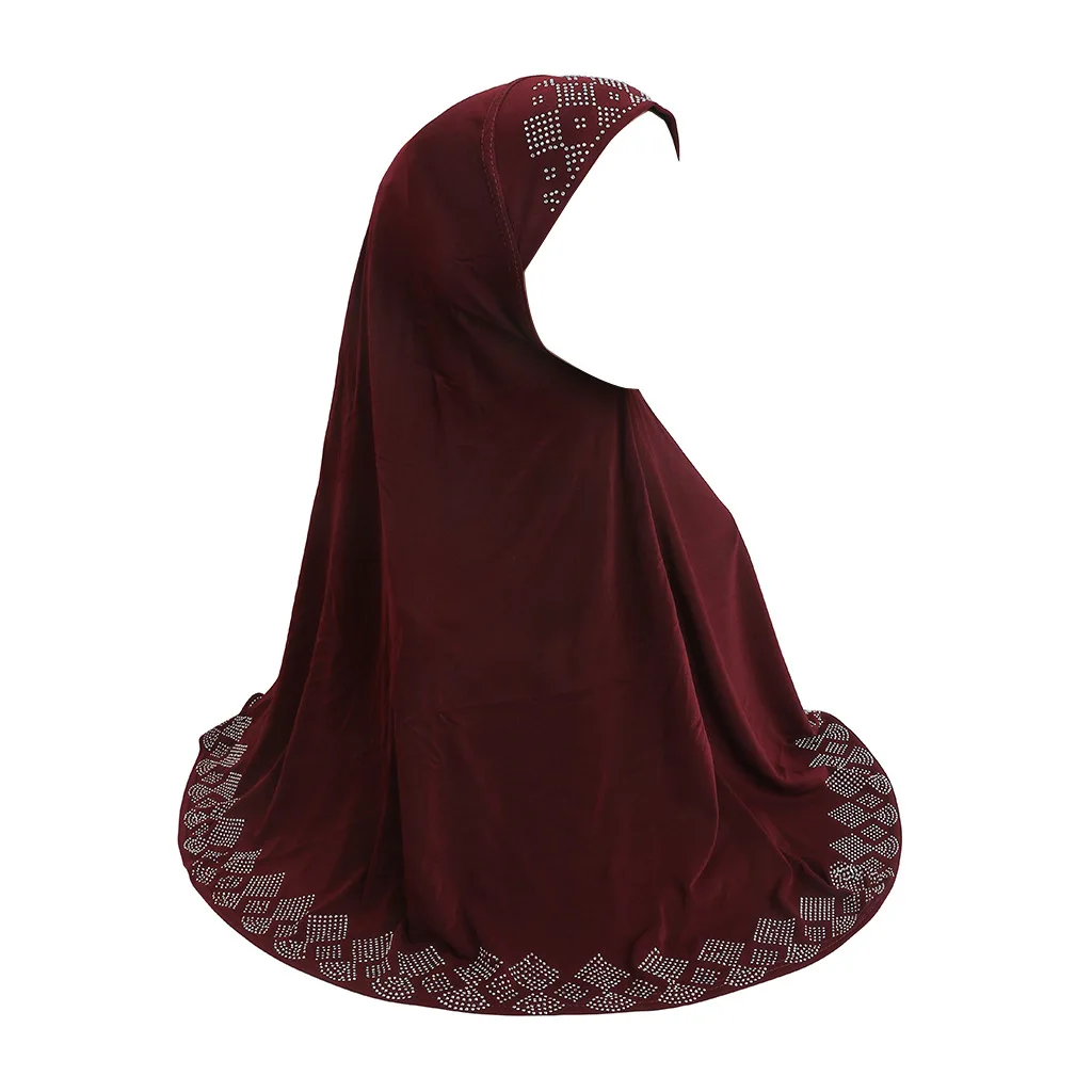 

Casual Muslim Women's Girls Hat Hijabs Medium-sized 70cm Diamond-shaped Rhinestone hat