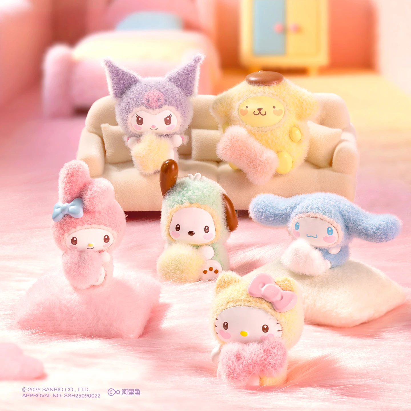 Sanrio Characters Mini Figures Blind Box Toy Collection Hello Kitty Pochacco My Melody Cinnamoroll Flocked Doll Gifts