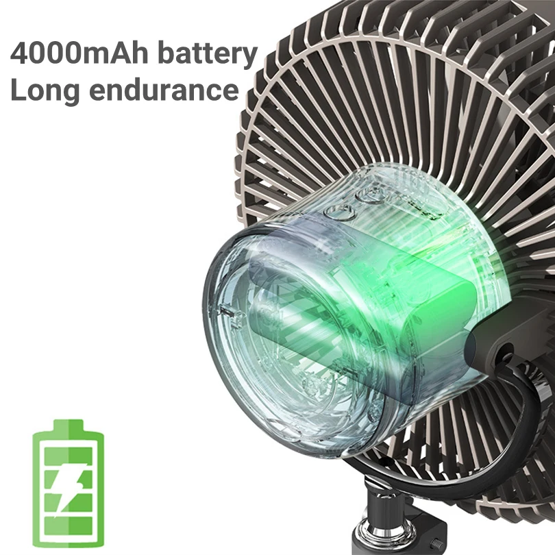 야외 휴대용 캠핑 천장 선풍기 삼각대 스탠드, 공기 냉각 선풍기, 4000mAh 배터리, USB 충전식 테이블 바닥 가정용 전기 선풍기