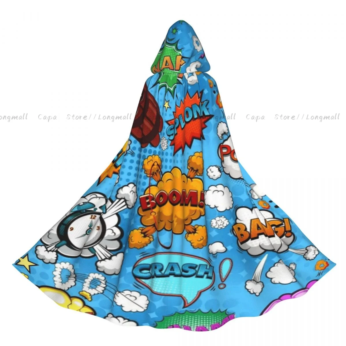 

Накидка вампира для взрослых, халат с капюшоном, комиксы, речевые пузыри, плащ на Хэллоуин, полная длина, косплей