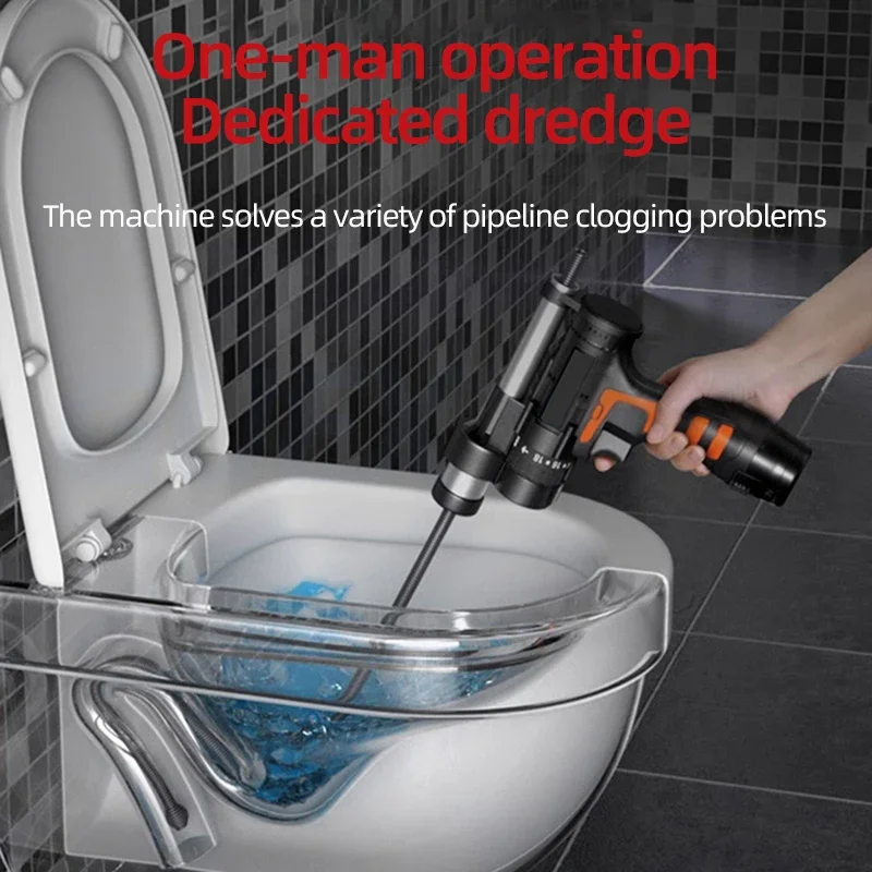 Toilet Kitchen Pipe Dredging Machine Sewer Dredger Electric Pipe Dredger Toilet Channeling Drill Sewer Pipeline Dredging Tool