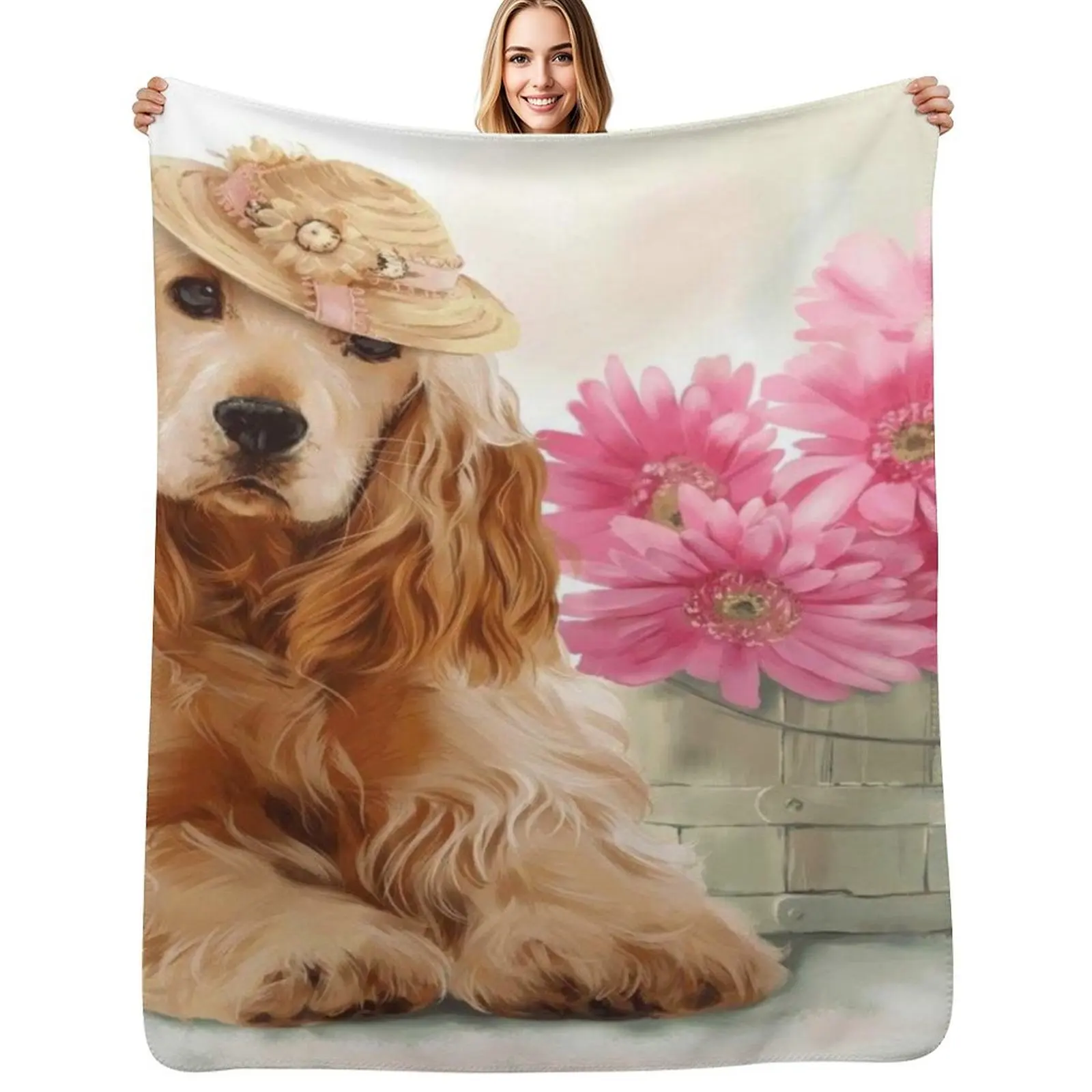 

Cocker Spaniel Throw Blanket Year Round Soft Comfortable Blanket for Home