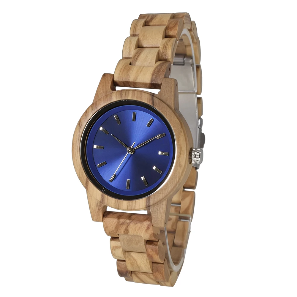 Classic Analog Wristwatch for Men with Full Natural Wood Strap Round Dial Minimalist Daily Wear Watch