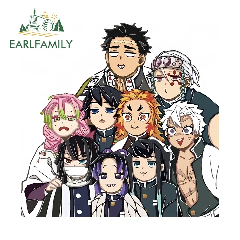 EARLFAMILY 13 سنتيمتر X 12.7 سنتيمتر تشيبي Nezuko Tanjiro معا مضحك ملصقات السيارات الكرتون المألوف الشارات اكسسوارات السيارات الفينيل