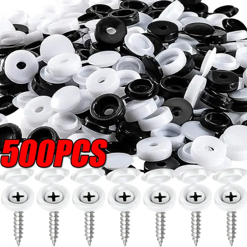 500/100Pcs Nails Screw Caps Plastic Protective Covers 7 Colors Phillips Screw Decorative Cover Cross Screw Folding Cap