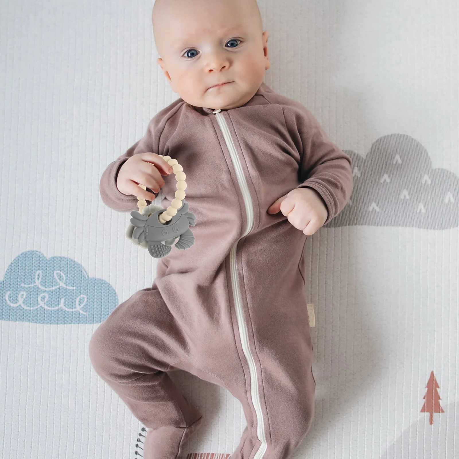 Silikonowa bransoletka gryzak w kształcie kraba, łagodząca ból dziąselek dla niemowląt, gryzak Montessori dla noworodków, gryzaki dla dzieci.