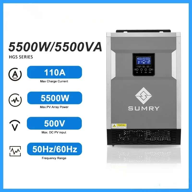 YYHC SUMRY HGS Off Grid Solar Inverter Work without battery 3.5/5.5kw 48V MPPT 110A 5500W Pure Sine Wave Power Inverter