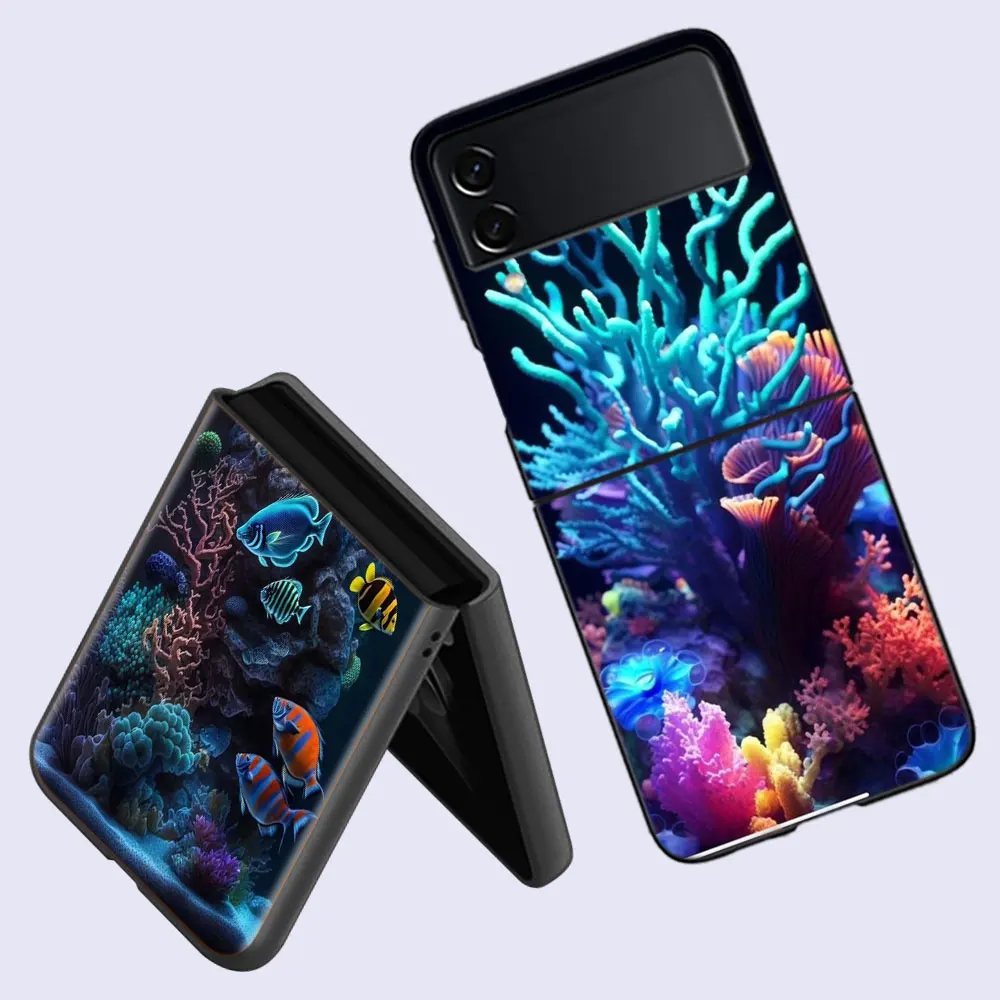 Coral Reefs and Their Small Fish Phone Case For Fundas Samsung Galaxy Z Flip 6 3 5G Back Hard Capa for Z Flip 5 4 5G Coque