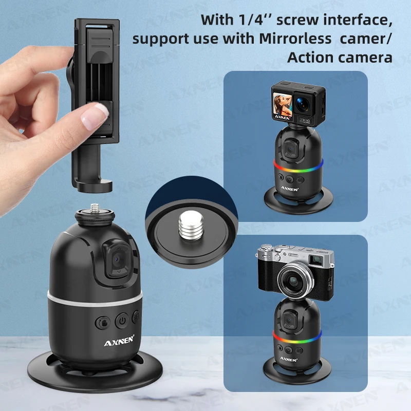 Auto Face Tracking Desktop Gimbal Intelligent Rotating Holder for Mobile Phone - Option Wireless Remote Selfie Smartphone Tripod