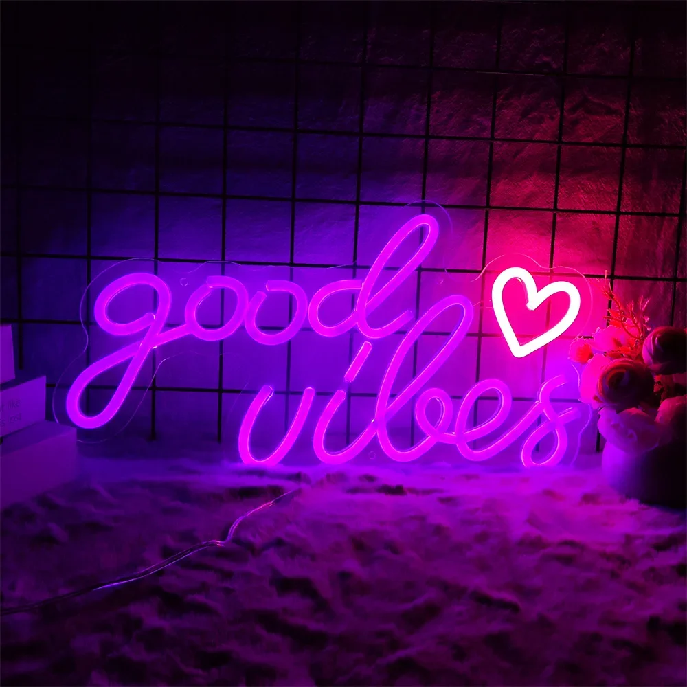 Good Vibes Neon Light Decoration Beauty Salon Nails Game Room Bedroom Decoration Wall Neon Led Good Vibes Signs Gift for Lover