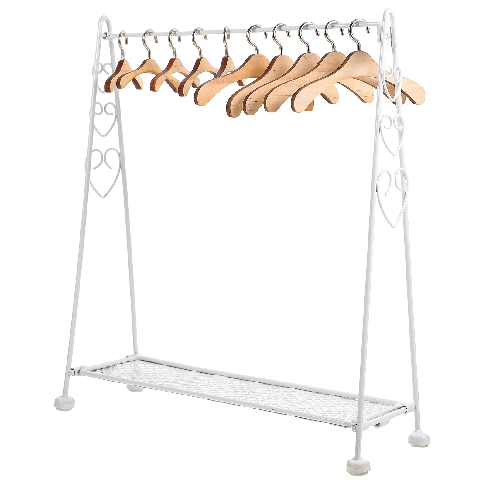 Folding Hanger Clothes Hangers Rack House Wooden Miniature Furniture Clothing Office Velvet